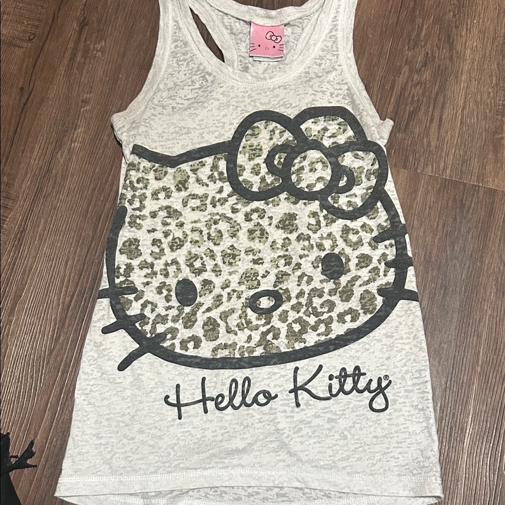 BOGO Hello Kitty Cheetah print semi sheer tank top